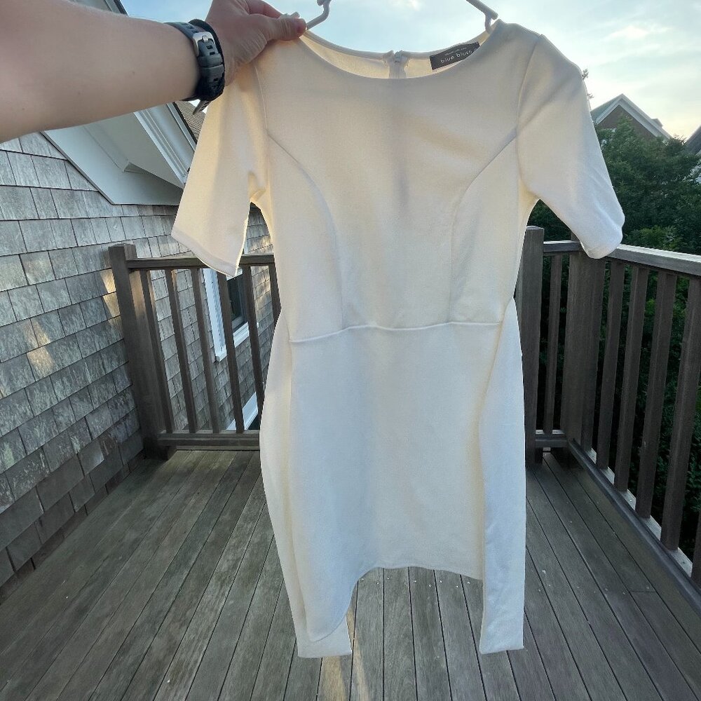 Blue Blush (Boutique Brand) Bodycon Tie Front White mini dress
